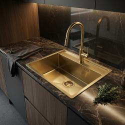 Pure.Sink Luxion Gouden spoelbak 51x50 cm Tapwing met kraangatbank PLX5150T-60